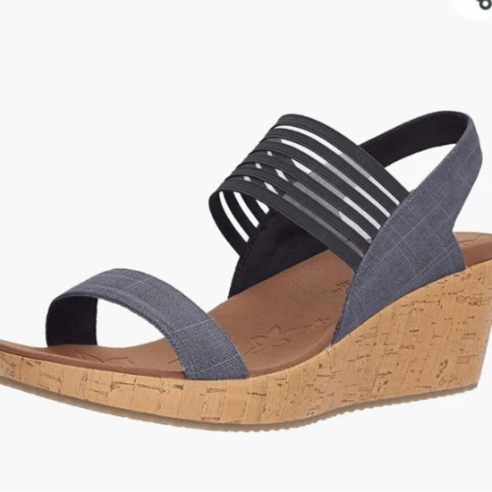 NWT Skechers Cali Women's Beverlee Smitten Kitten Wedge Sandals Blue Denim Sz 11